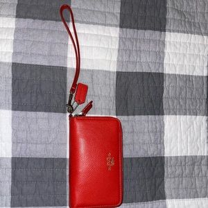 Coral Coach Wallet Wristlet